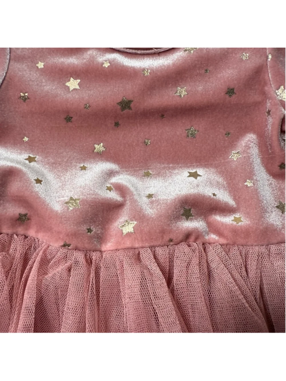 Baby The Children's Place Pink Gold Star Velvet Tulle Dress 6-9 Months